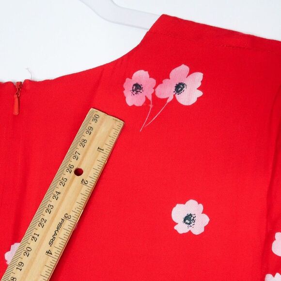Bardot Womens Mini Wrap Dress‎ Size 8 Medium Red White Floral V-neck Feminine - Picture 5 of 12